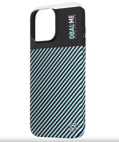 iPhone 15 Pro Max (6.7") hátlap tok, kemény tok, PC tok, fekete-kék, OBAL:ME Flossy Stripes