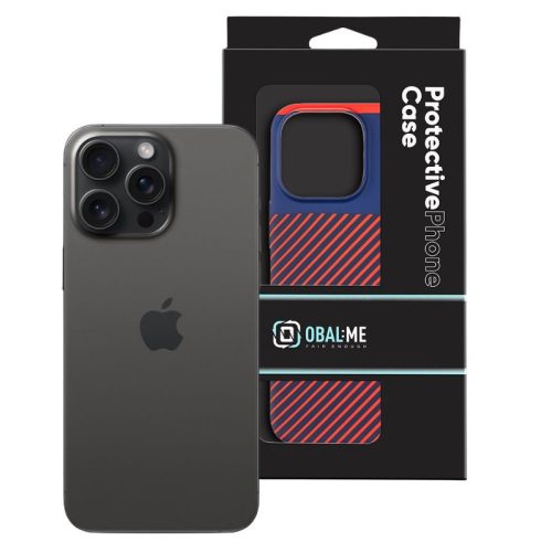 iPhone 16 Pro Max (6.9") hátlap tok, kemény tok, PC tok, kék-piros, OBAL:ME Flossy Stripes