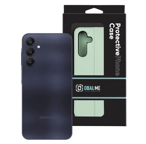 Samsung Galaxy A25 telefon tok, könyvtok, PU bőr, mágnesesen záródó, mentazöld, SM-A256, OBAL:ME Smooth Touch