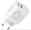 Hálózati gyors töltőfej, 1x USB / 1x Type-C, 3A / 20W, fehér, OBAL:ME OM20WCA