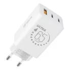 Hálózati gyors töltőfej, 2xType-C / 1xUSB, 65W, GaN, fehér, OBAL:ME OM65W2CA