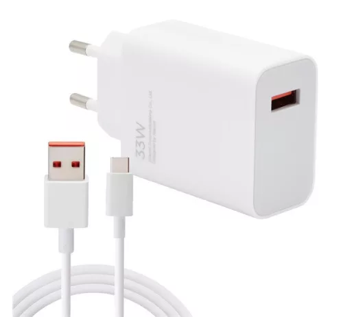 Xiaomi hálózati töltőfej 1xUSB + Type-C adatkábel, 3A / 33W, gyári, fehér, MDY-16-EF (CSOMAGOLÁS NÉLKÜLI)