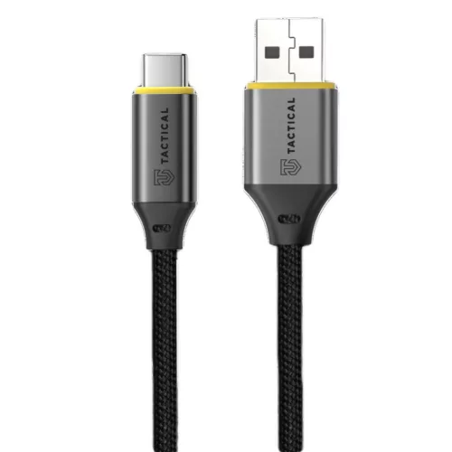 Type-C adatkábel, 1M, 2A / 18W, fekete, nejlon fonat, Tactical Fast Rope Aramid 2.0