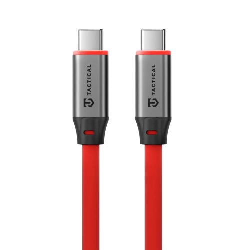 Type-C - Type-C adatkábel, 60W / 3A, 2M, piros-fekete, Tactical Fat Man 2.0