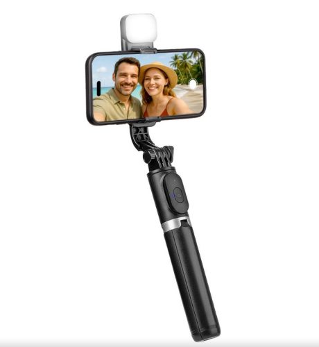 Selfie bot és tripod állvány, bluetooth vezérlés, távirányítóval, fekete, OBAL.ME SelfiePod 