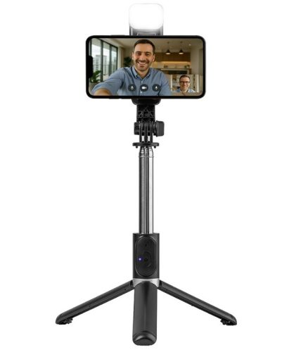 Selfie bot és tripod állvány, bluetooth vezérlés, távirányítóval, fekete, OBAL.ME SelfiePod 