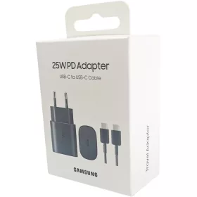   Samsung hálózati Type-C gyors töltőfej + Type-C - Type-C adatkábel, gyári, 3A / 25W, fekete, EP-TA800XBE (csomagolt)  