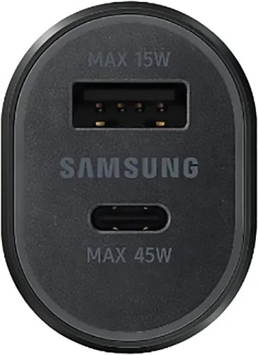 Samsung szivartöltő fej 1xType-C / 1x USB csatlakozó, Type-C - Type-C kábel, PD / QC / AFC / 5A / 45W, 1M, fekete, EP-L5300XBEGWW (csomagolt)