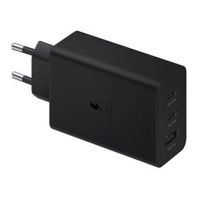   Samsung hálózati gyors töltőfej, 2xType-C / 1xUSB, 65W, fekete, EP-T6530NBEGEU (csomagolt)