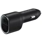 Samsung szivartöltő fej, 1xType-C / 1xUSB, PD3.0 / QC2.0, 25W / 15W, fekete, gyári, EP-L4020NBE