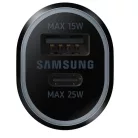 Samsung szivartöltő fej, 1xType-C / 1xUSB, PD3.0 / QC2.0, 25W / 15W, fekete, gyári, EP-L4020NBE