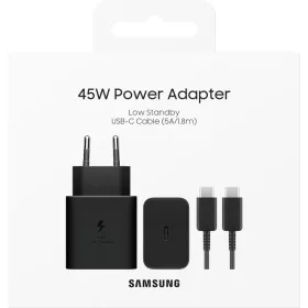   Samsung hálózati Type-C gyors töltőfej + Type-C - Type-C adatkábel, gyári, 45W / 5A, 1.8M, fekete, EP-T4511XBE (CSOMAGOLT)