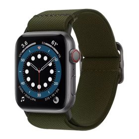   Apple Watch 4/5/6/7/SE, okosóra szíj, szövet, zöld, 42/44/45mm, Spigen