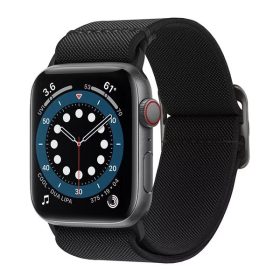  Apple Watch 4/5/6/7/8/9/SE/SE (2022), okosóra szíj, szövet, fekete, 38/40/41mm, Spigen