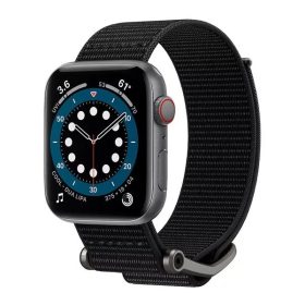   Apple Watch 4/5/6/7/SE, okosóra szíj, szövet, fekete, 42/44/45mm, Spigen