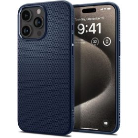   iPhone 15 Pro Max (6.7") hátlap tok, TPU tok, sötétkék, Spigen Liquid Air