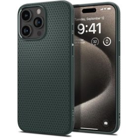   iPhone 15 Pro Max (6.7") hátlap tok, TPU tok, sötétzöld (Abyss Green), Spigen Liquid Air