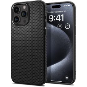   iPhone 15 Pro (6.1") hátlap tok, TPU tok, fekete, Spigen Liquid Air