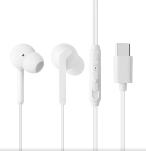 Stereo headset Type-C csatlakozóval, hangerőszabályzós / mikrofonnal, fehér, Moben GP-OEU024AE