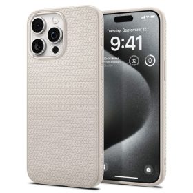   iPhone 15 Pro Max (6.7") hátlap tok, TPU tok, natural titanium, Spigen Liquid Air