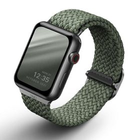   Apple Watch 4/5/6/7/8/9/SE/SE (2022), okosóra szíj, zöld, fonott, 38/40/41mm, UNIQ