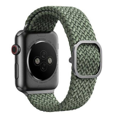 Apple Watch 4/5/6/7/8/9/SE/SE (2022), okosóra szíj, zöld, fonott, 38/40/41mm, UNIQ