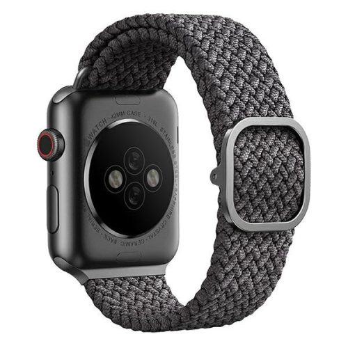 Apple Watch 4/5/6/7/8/9/SE/SE (2022), okosóra szíj, szürke, fonott, 38/40/41mm, UNIQ