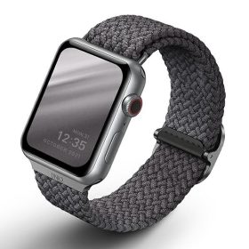   Apple Watch 4/5/6/7/SE, okosóra szíj, szürke, fonott, 42/44/45mm, UNIQ