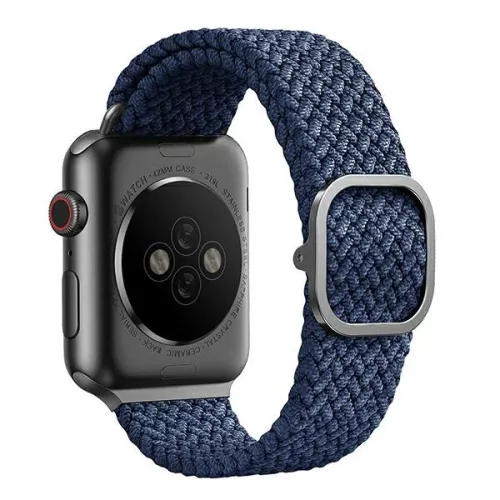 Apple Watch 4/5/6/7/8/9/SE/SE (2022), okosóra szíj, kék, fonott, 42/44/45mm, UNIQ