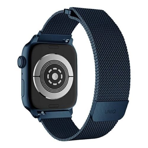 Apple Watch 4/5/6/7/8/9/SE/SE (2022), okosóra szíj, fém, kék, 38/40/41mm, UNIQ