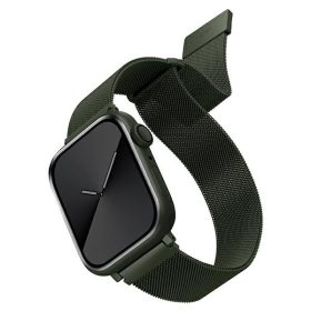   Apple Watch 4/5/6/7/8/9/SE/SE (2022), okosóra szíj, fém, zöld, 38/40/41mm, UNIQ