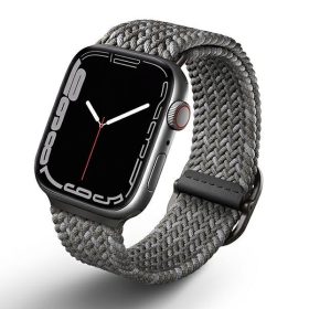   Apple Watch 4/5/6/7/SE, okosóra szíj, szürke, fonott, 42/44/45mm, UNIQ