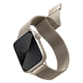   Apple Watch 4/5/6/7/SE, okosóra szíj, fém, ezüst "starlight" , 42/44/45mm, UNIQ