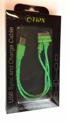 TiPX 3in1 iPhone 8pin iPhone 30pin micro usb zöld szövet adatkábel