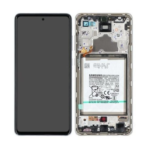 Samsung A725 Galaxy A72 4G / A726 Galaxy A72 5G gyári LCD+érintőpanel ezüst kerettel, akkumulátorral