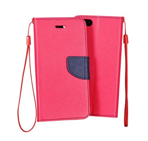 Alcatel Pop 4 (5") telefon tok, könyvtok, oldalra nyíló tok, mágnesesen záródó, rózsaszín-sötétkék, 5051X, Fancy