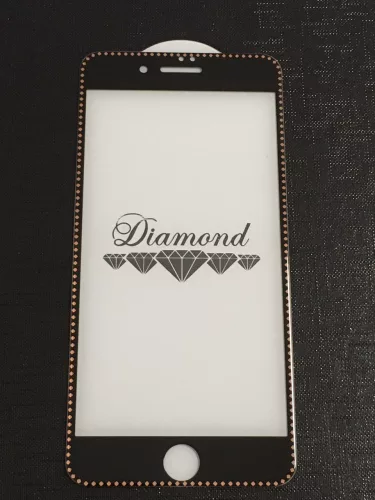 iPhone 7 Plus / 8 Plus (5,5") előlapi üvegfólia, 3D, fekete-arany, Diamond