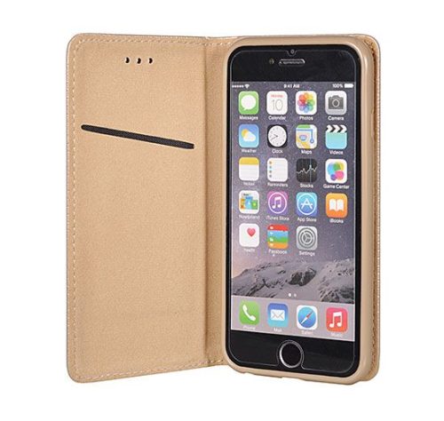 LG K7 telefon tok, könyvtok, oldalra nyíló tok, mágnesesen záródó, X210, arany, Smart Magnet