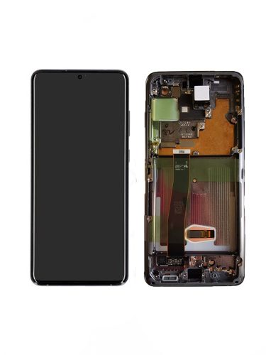 Samsung G988 Galaxy S20 Ultra gyári LCD+érintőpanel szürke kerettel (kamera nélkül)