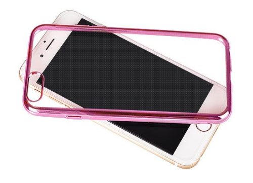 Samsung Galaxy S6 szilikon tok, átlátszó / rózsaszín, SM-G920, színes keretes