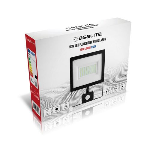 Asalite LED Reflektor Slim 50W 6500K (4500 lumen) + Mozgásérzékelő Szenzor