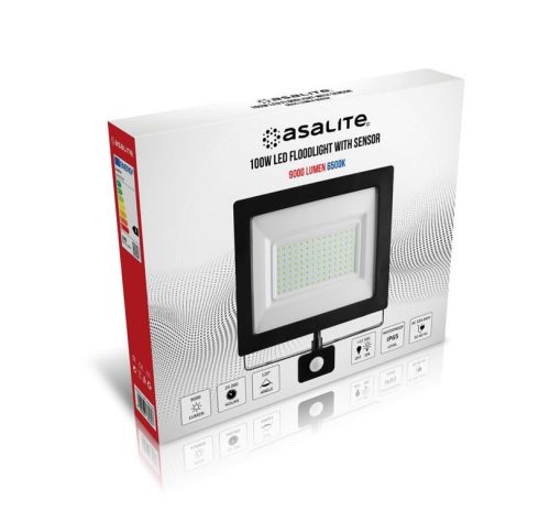 Asalite LED Reflektor Slim 100W 6500K (9000 lumen) + Mozgásérzékelő Szenzor