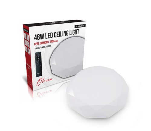 Asalite LED Mennyezeti Lámpa OLIVIA 48W 3000K/4000K/6500K (3400 lumen) Gyémánt+Távirányító CCT