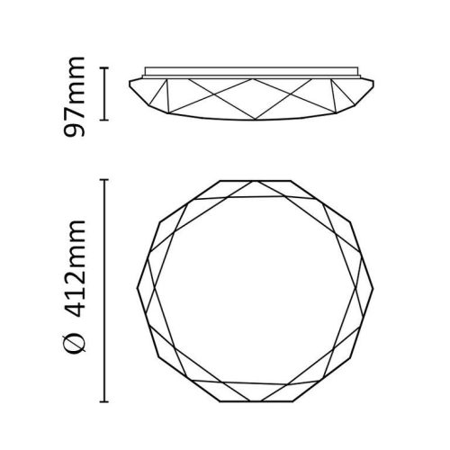Asalite LED Mennyezeti Lámpa OLIVIA 48W 3000K/4000K/6500K (3400 lumen) Gyémánt+Távirányító CCT