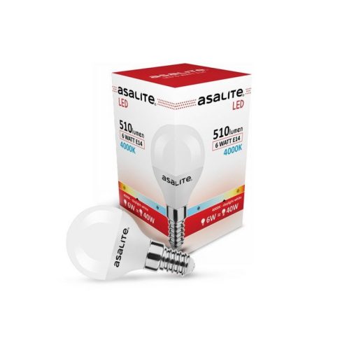 Asalite LED Izzó G45 mini gömb E14 6W 4000K (510 lumen)