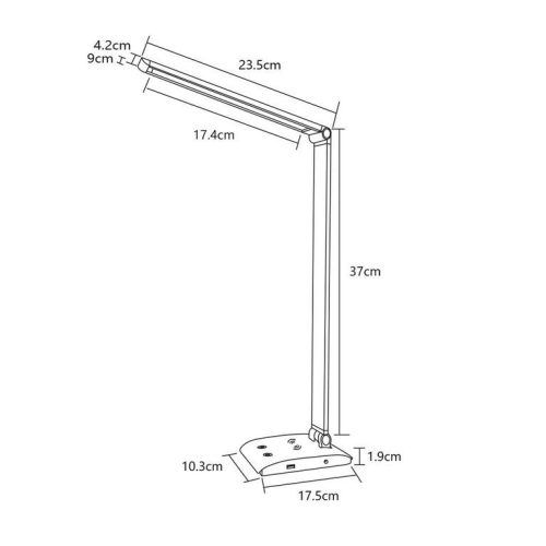 Asalite LED Asztali Lámpa Dimmerelhető 7W (450 lumen) CCT Wireless USB Fekete
