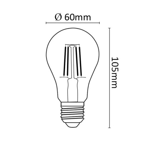 Asalite LED Izzó A60 filament gömb E27 7W 2700K (806 lumen)