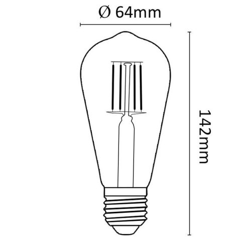Asalite LED Izzó ST64 filament E27 7W 2000K (650 lumen)