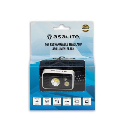 Asalite Prémium LED Akkumulátoros Fejlámpa 5W (350 lumen)