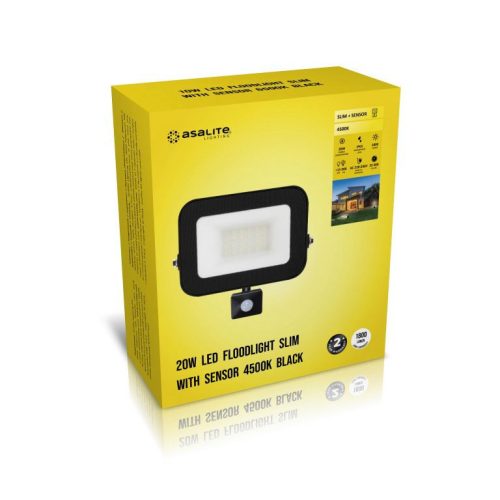 Asalite LED Reflektor Slim 20W 4500K (1800 lumen) + Mozgásérzékelő Szenzor